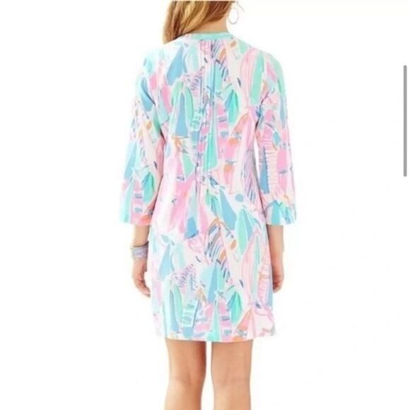 Lilly Pulitzer Sarasota Tunic Dress Women M EUC 3/4Sleeve V-neck Pink Out to Sea - Picture 9 of 14